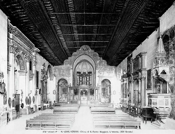 The interior of the Church of San Fermo Maggiore, Verona, Veneto