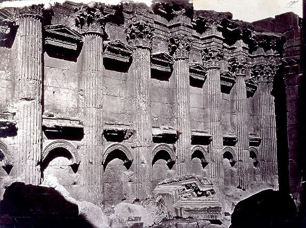 Interior of the Temple of the Sun in the archaeological site of Heliopolis in Lebanon