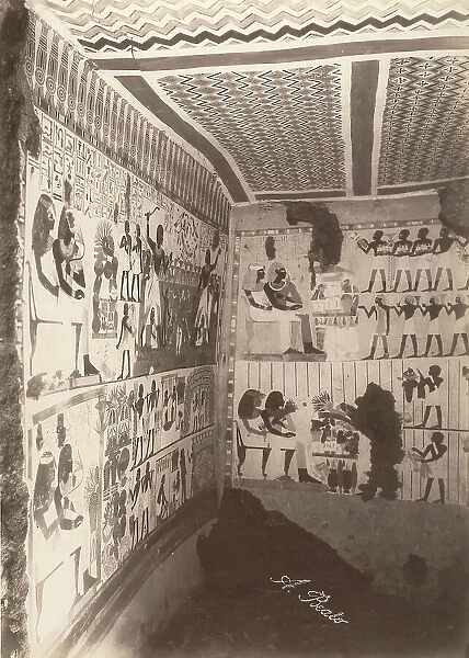 Interior of the tomb of Nakht, West Thebes, Egypt, painted under the reign of Tuthmosis I