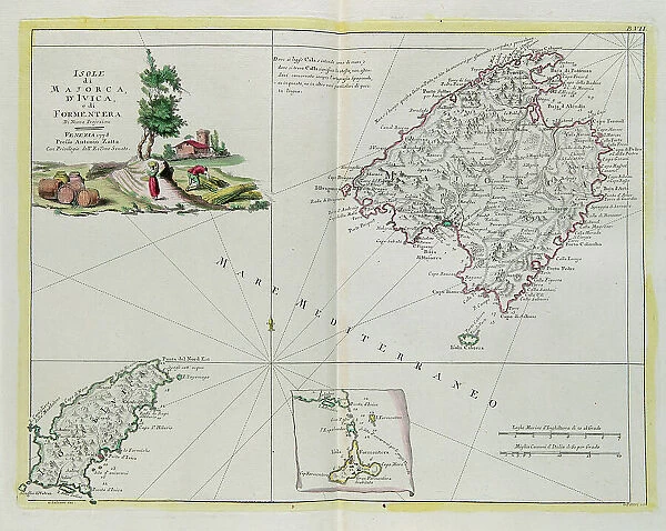 The Islands of Majorca, Ivica and Formentera, engraving by G. Zuliani taken from Tome I of the 'Newest Atlas' published in Venice in 1778 by Antonio Zatta, Private Collection