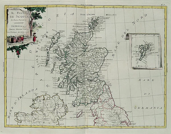 The Kingdom of Scotland, engraving by G. Zuliani taken from Tome I of the 'Newest Atlas' published in Venice in 1776 by Antonio Zatta, Private Collection