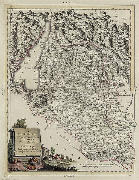 Land area of the State of the Veneto: area of Verona with the district of Cologna, engraving by G. Zuliani taken from Tome II of the 'Newest Atlas' published in Venice in 1783 by Antonio Zatta, Private Collection