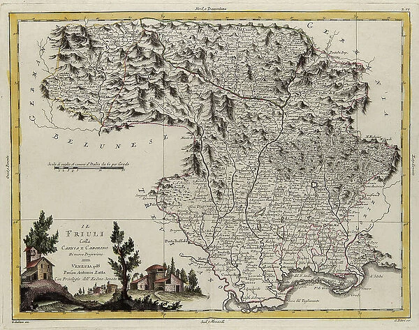 Land area of the State of the Veneto: Friuli, engraving by G. Zuliani taken from Tome II of the 'Newest Atlas' published in Venice in 1783 by Antonio Zatta, Private Collection