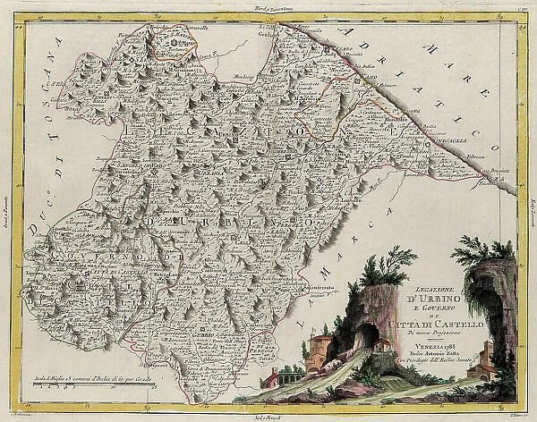 Land area of the State of the Veneto: Legation of Urbino, engraving by G. Zuliani taken from Tome II of the 'Newest Atlas' published in Venice in 1783 by Antonio Zatta, Private Collection