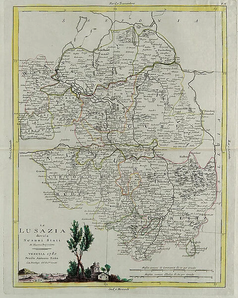 Lusatia, divided into its States, engraving by G. Zuliani taken from Tome III of the 'Newest Atlas' published in Venice in 1780 by Antonio Zatta, Private Collection