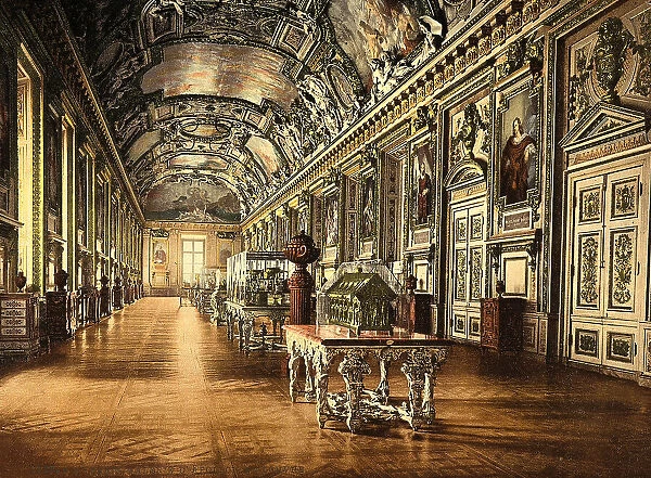 The magnificent interior of the Gallery of Apollo at the Louvre Museum
