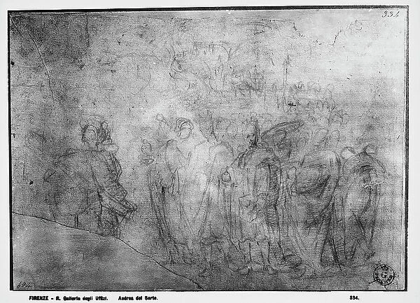 Male figures. Sketch by Andrea del Sarto, in the Gabinetto dei Disegni e delle Stampe, at the Uffizi Gallery in Florence