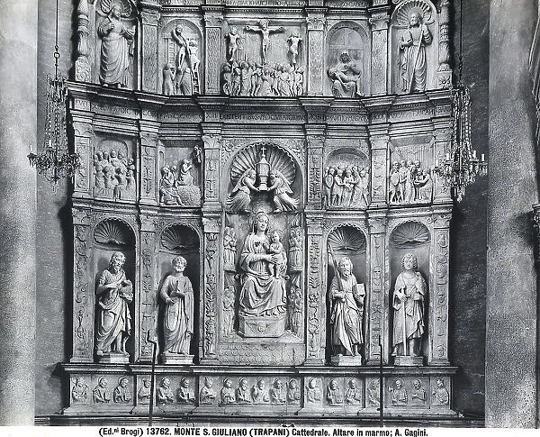 Marble altarpiece by Giuliano Mancino, in the Cathedral of Erice