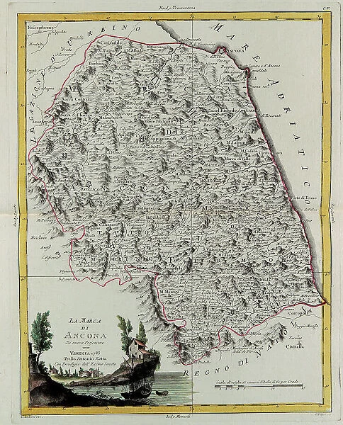 The Marca (Territory) of Ancona, engraving by G. Zuliani taken from Tome II of the 'Newest Atlas' published in Venice in 1783 by Antonio Zatta, Private Collection