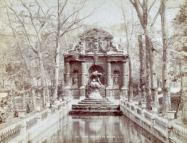 The Medici Fountain, in the Luxembourg Gardens in Paris, seen from the front