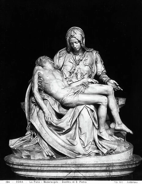 Michelangelo's Piety. Masterpiece in the Basilica of St. Peter in the Vatican. Sculpted by the artist when he was only twentythree for the Cardinal Jean de Bilhres de Lagraulas