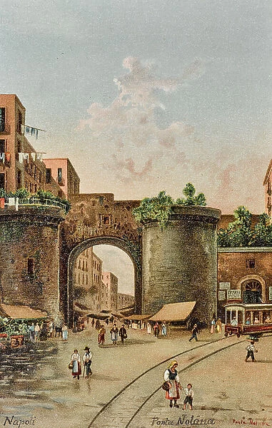 'Napoli - Porta Nolana'; postcard, color printing