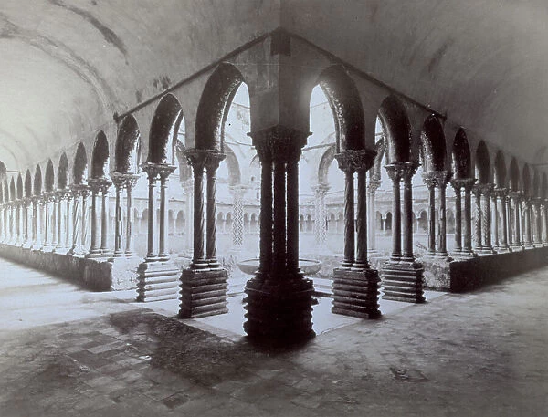 Panorama of the cloister of the Cathedral of Monreale, Italy