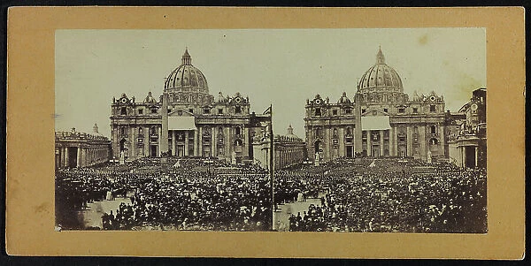 Papal blessing on Easter Sunday in Piazza San Pietro, Vatican City; Stereoscopic photography