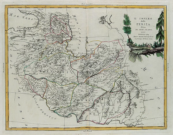 Persian Empire divided into its States, engraving by G. Zuliani taken from Tome IV of the 'Newest Atlas' published in Venice in 1784 by Antonio Zatta, Private Collection