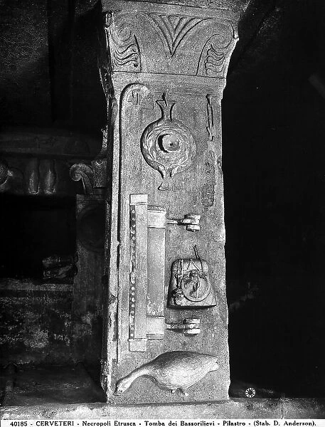 A pillar in the Tomb of the Reliefs at the Necropolis of Cerveteri