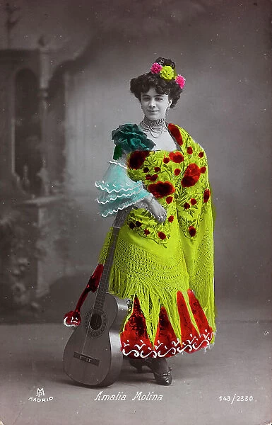 Portrait of Amalia Molina (1881-1956), Spanish singer and dancer; postcard