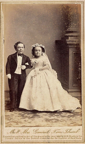 Portrait of the Thumbs on their wedding day (Charles Sherwood Stratton, known as General Tom Thumb)