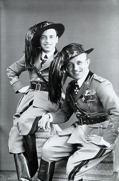 Portrait of two young bombardiers