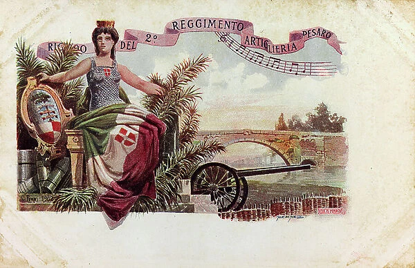 Postcard commemorating the 2 Artillery Regiment Pesaro