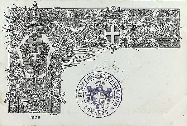 Postcard commemorating the 24 Cavalry Regiment of Vicenza