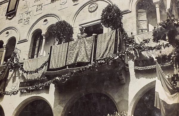 Prince Umberto of Savoy overlooking a balcony
