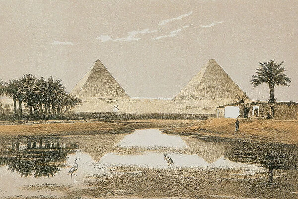 The Pyramids of Giza. Etching by Bernatz et alii