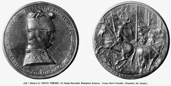 Recto and verso of a medal depicting Filippo Maria Visconti, by Pisanello, in the Museo Nazionale del Bargello, Florence