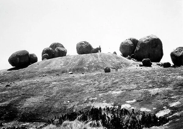 Rocky forms sculpted by atmospheric agents in the Matopo Mountains in Rhodesia, the present Zimbabwe