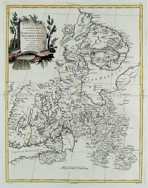 Russian Lapland with the States of Olonekoi, Carelia, Bielozero and Ingria in European Russia, engraving by G. Zuliani taken from Tome III of the 'Newest Atlas' published in Venice in 1782 by Antonio Zatta, Private Collection