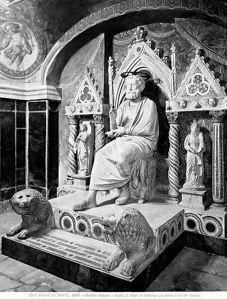 Saint Peter in the chair, art of the third century, Vatican Grottoes, St. Peter's Basilica, Vatican City