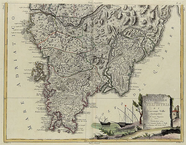 Sea area of the State of the Veneto: the southern part of Istria, engraving by G. Zuliani taken from Tome II of the 'Newest Atlas' published in Venice in 1784 by Antonio Zatta, Private Collection