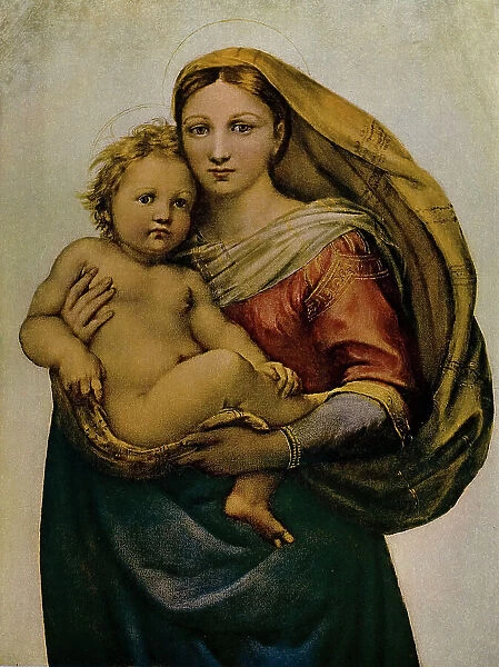 Sistine Madonna, detail, oil on canvas, Raffaello Sanzio (1483-1520), Gemaldegalerie, Dresden