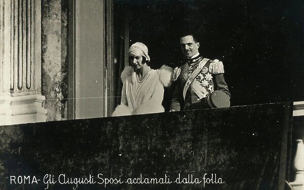Spouses Maria Jose and Umberto II of Savoy acclaimed by the crowd