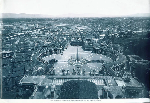 St. Peter's Square and the Spina di Borgo (before the construction of Via della Conciliazione), taken from the dome of the Basilica