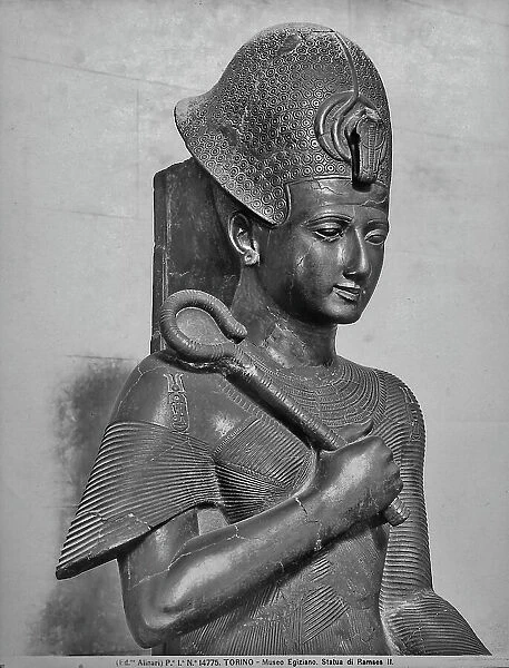 Detail of statue in basinite of Ramses II, in the Egyptian Museum in Turin