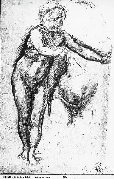 Study of an infant nude, work by Andrea del Sarto preserved in the Department of Drawings and Prints, Uffizi Gallery, Florence