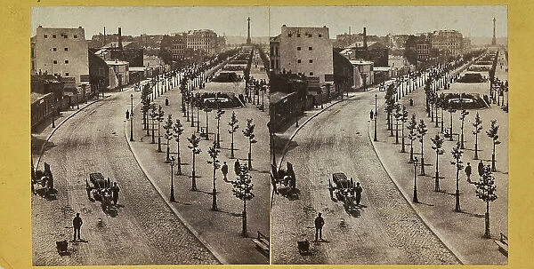 View of Boulevard Richard Lenoir and, in the background, the July Column in Paris. Stereoscopic image