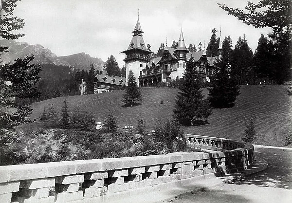 View of the castle of Pelesch or Pele, in Sinaia, in Rumania. Erected by King Charles I between 1875 and 1883, and enlarged between 1896 and 1914