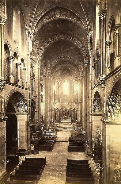 View of Gross St. Martin church nave in Cologne