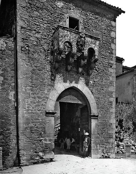 View with people of the San Francesco Gate in San Marino