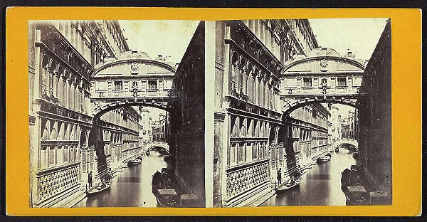 View of the Ponte dei Sospiri (Bridge of Sighs), Venice; Stereoscopic photograph