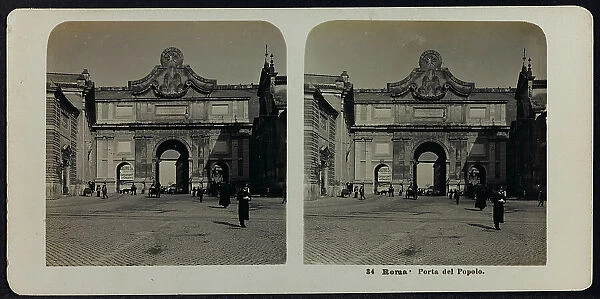 View of Porta del Popolo, Rome; Stereoscopic photography