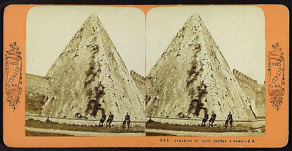 View of the Pyramid of Caius Cestius Epulone in Rome; Stereoscopic photograph