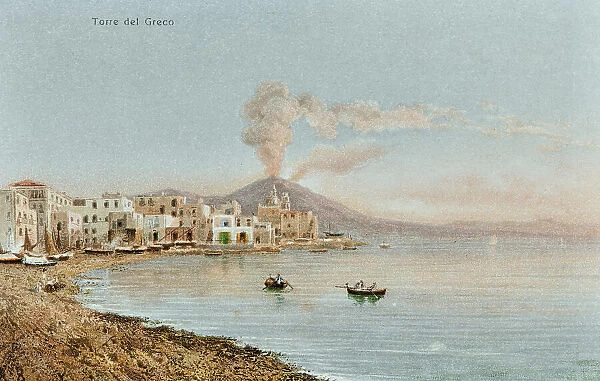View of Torre del Greco; postcard, color printing