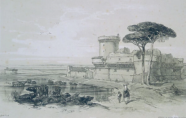 Views in Rome and its environs': Castle of Ostia at the mouth of the Tiber