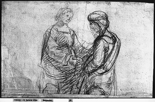 Visitation. Drawing by Boccaccio Boccaccino, in the Gabinetto dei Disegni e delle Stampe, at the Uffizi Gallery, Florence