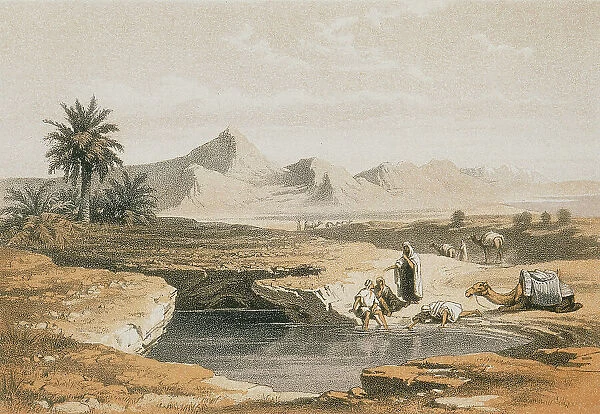 The wells of Moses. Etching by Bernatz et al