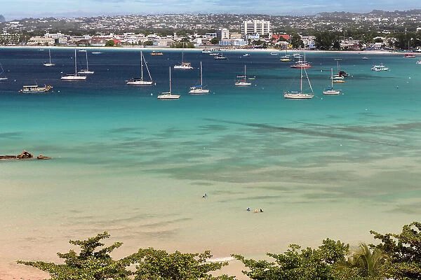 Barbados, Pebbles Beach, with Bridgetown in background
