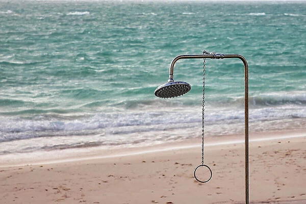 Bermuda, private beach with outdoor shower at Rosewood Bermuda Hotel